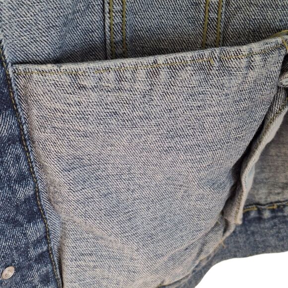 Vintage 90s Reliq Denim Trucker Jacket 100% Cotton Heavy Unisex Men's size Large - Picture 4 of 12